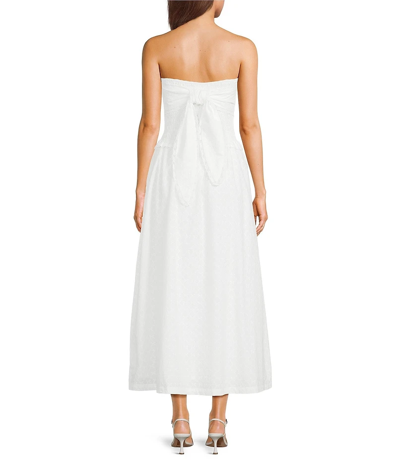 Bailey Rose Strapless Bow Eyelet Maxi Dress