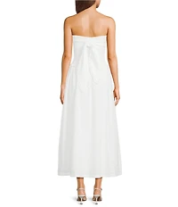 Bailey Rose Strapless Bow Eyelet Maxi Dress