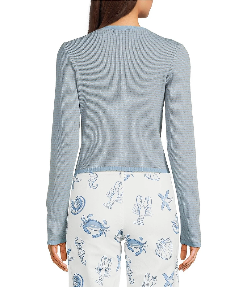 Bailey Rose Stripe Button Front Ribbed Cardigan