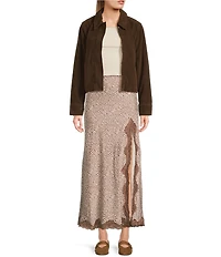Bailey Rose Suede Long Sleeve Coordinating Jacket