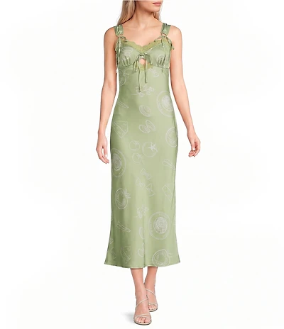 Bailey Rose Sweetheart Neck Pasta Print Midi Dress