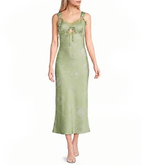 Bailey Rose Sweetheart Neck Pasta Print Midi Dress