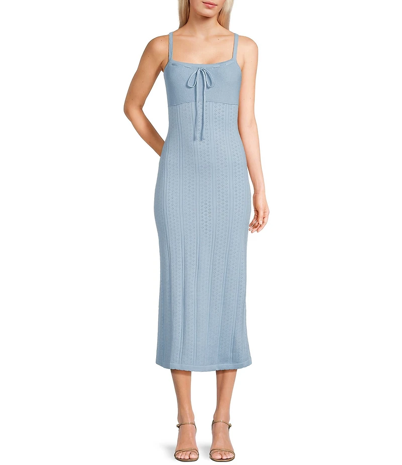 Bailey Rose Tie Front Pointelle Midi Dress