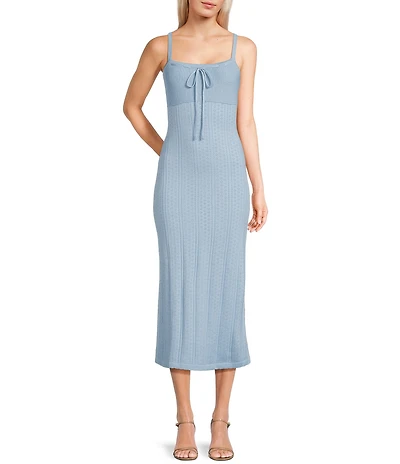 Bailey Rose Tie Front Pointelle Midi Dress