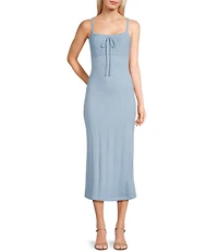 Bailey Rose Tie Front Pointelle Midi Dress