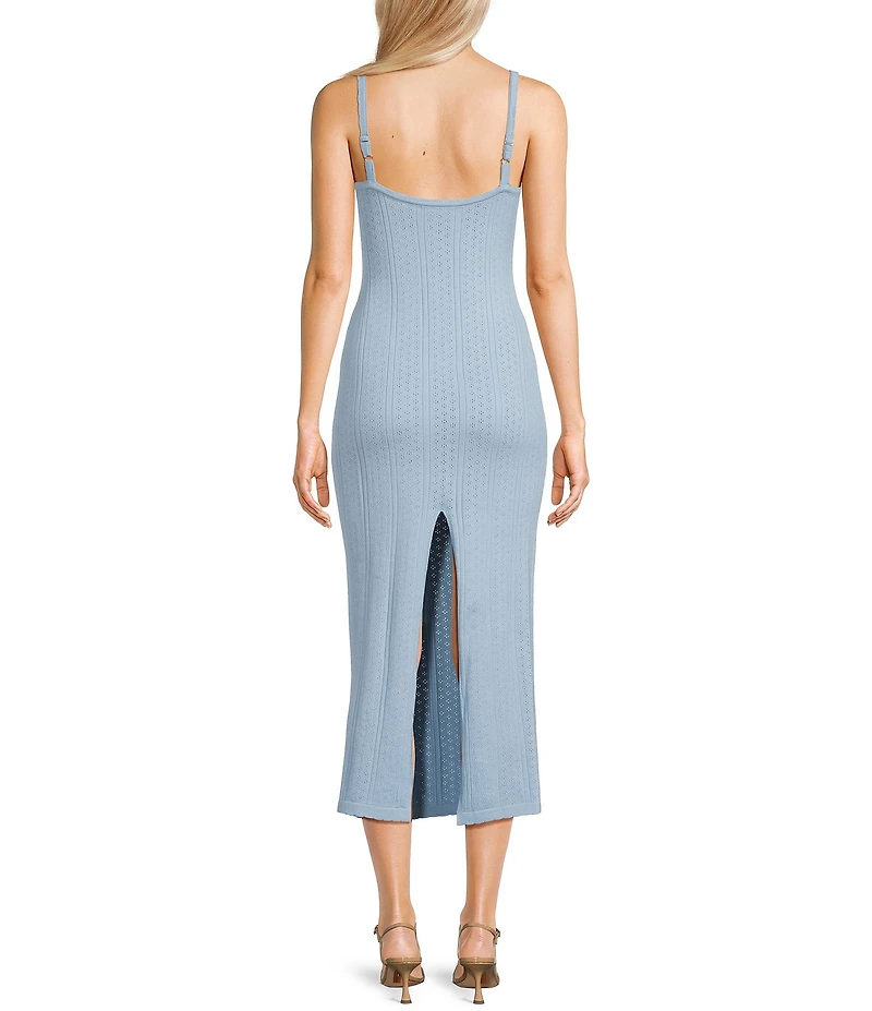 Bailey Rose Tie Front Pointelle Midi Dress