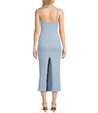 Bailey Rose Tie Front Pointelle Midi Dress