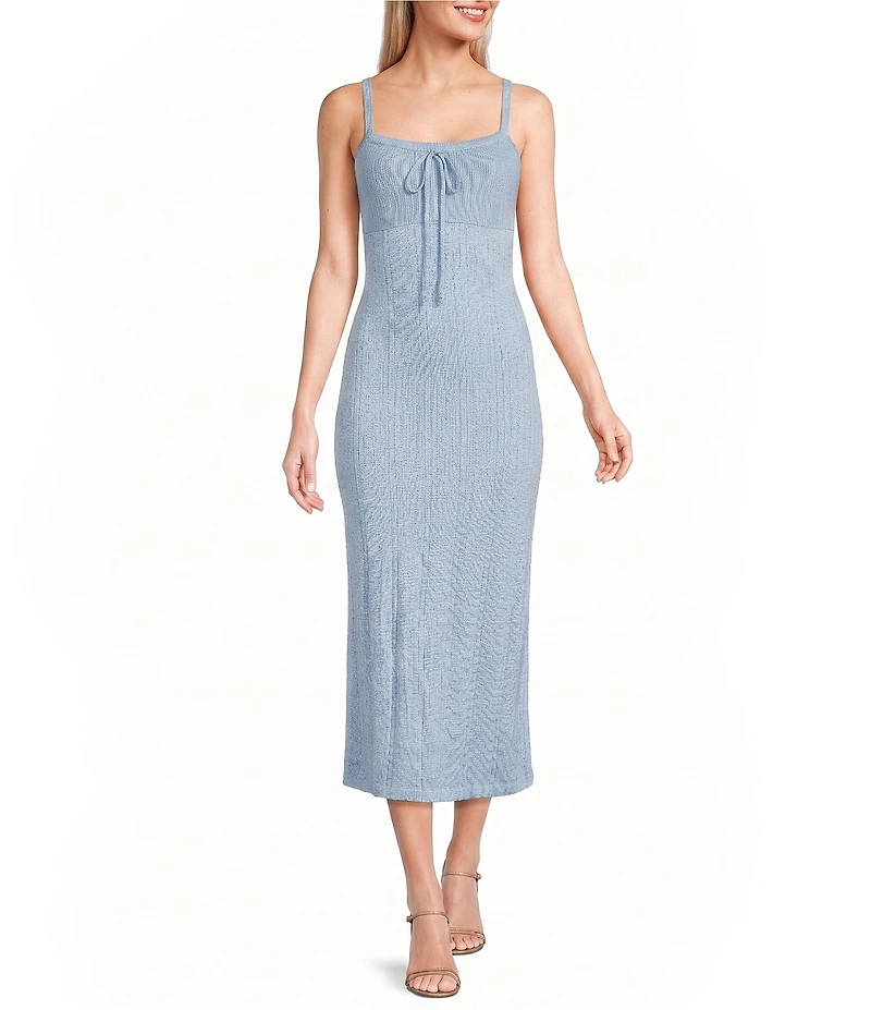 Bailey Rose Tie Front Pointelle Midi Dress