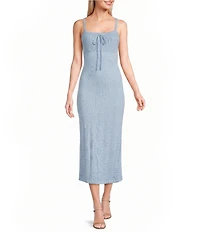 Bailey Rose Tie Front Pointelle Midi Dress