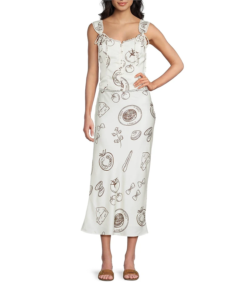 Bailey Rose V-Neck Sleeveless Pasta Print Coordinating Top