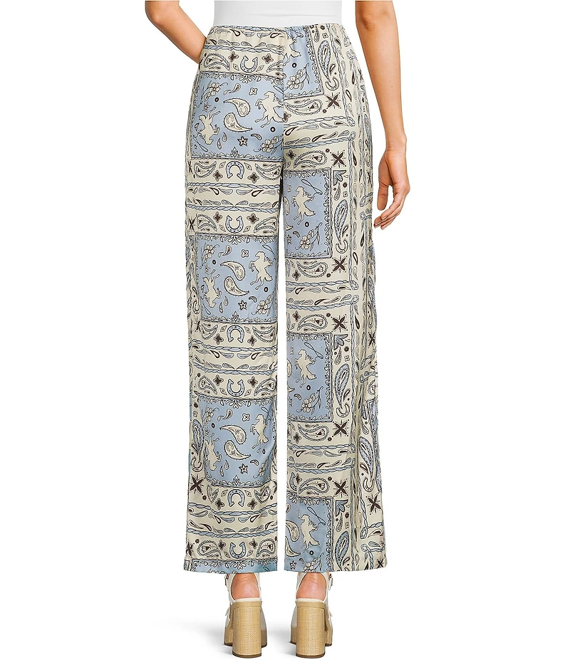Bailey Rose Western Satin Pull On Wide Leg Pants