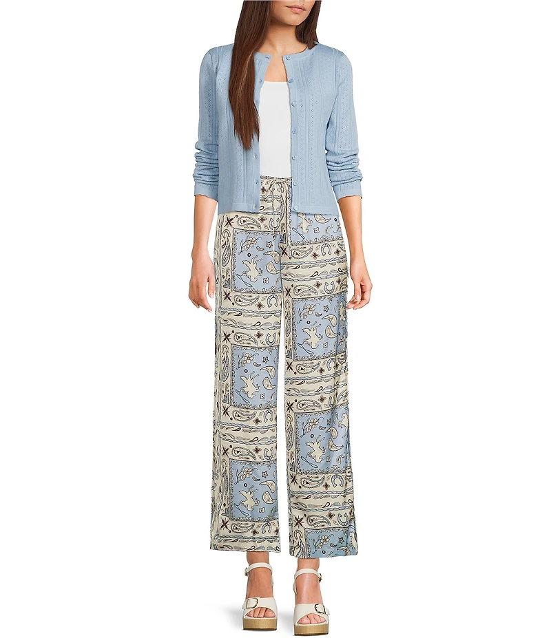 Bailey Rose Western Satin Pull On Wide Leg Pants