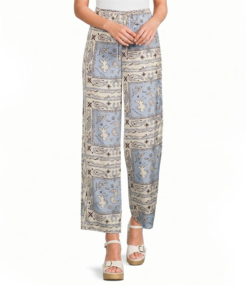 Bailey Rose Western Satin Pull On Wide Leg Pants
