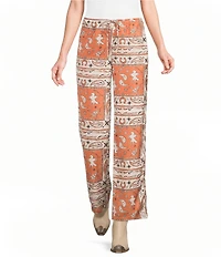 Bailey Rose Western Satin Pull On Wide Leg Pants