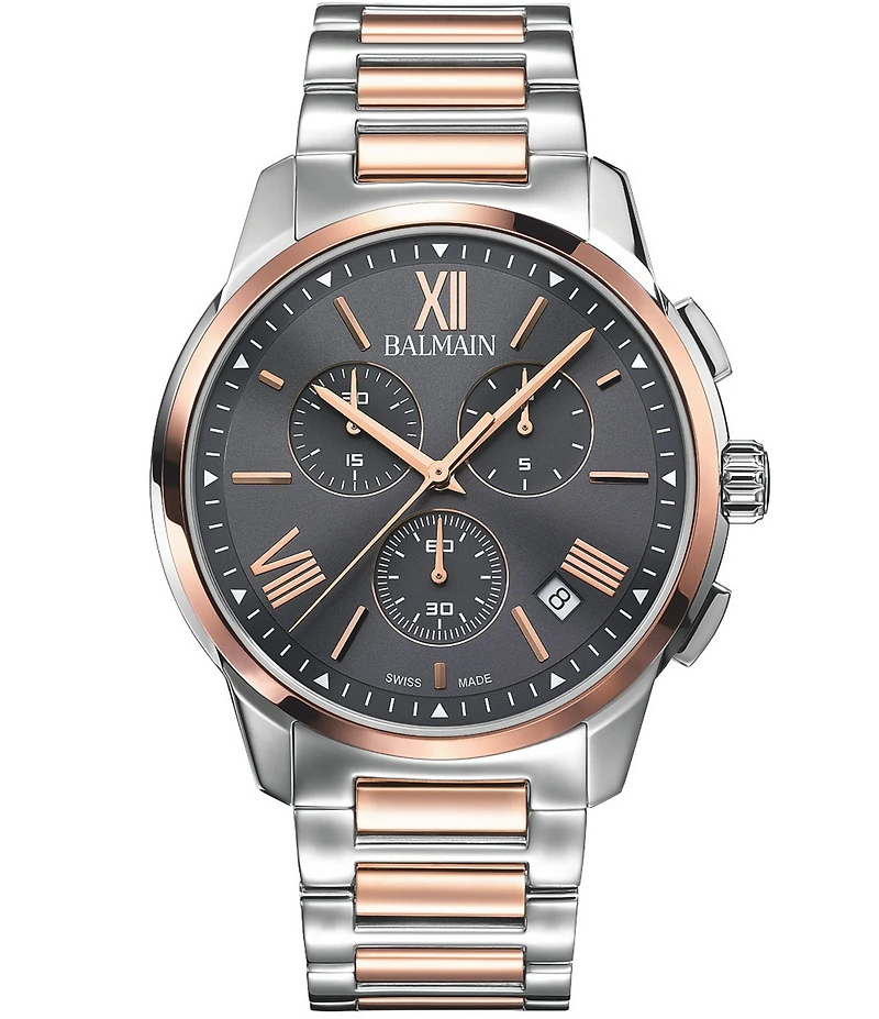 Balmain Men's Quartz Chronograph Two Tone Stainless Steel Bracelet Watch