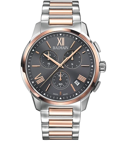 Balmain Men's Quartz Chronograph Two Tone Stainless Steel Bracelet Watch