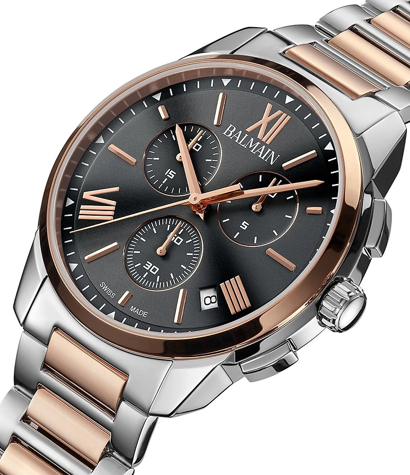 Balmain Men's Quartz Chronograph Two Tone Stainless Steel Bracelet Watch