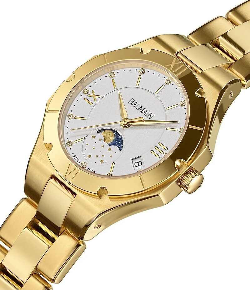 Balmain Women's Quartz Analog Moonphase Stainless Steel Bracelet Watch