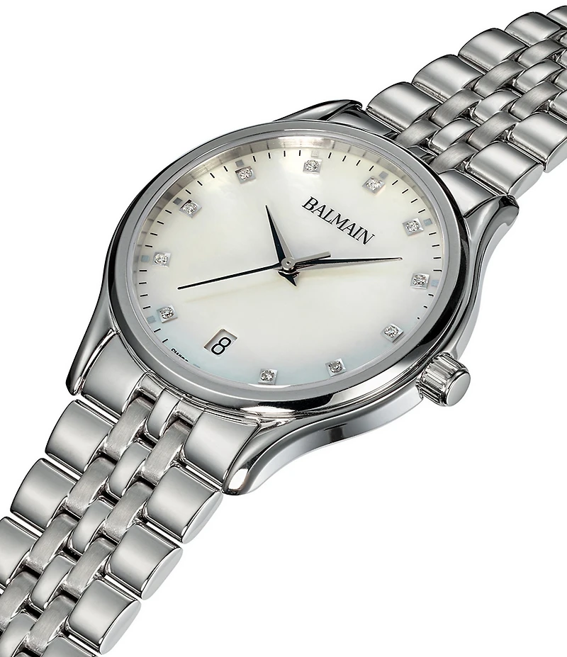 Balmain Women's Quartz Analog Rhinestone Detail Stainless Steel Watch