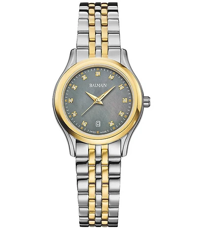 Balmain Paris Women's Quartz Analog Two Tone Mother-Of-Pearl Dial Stainless Steel Bracelet Watch