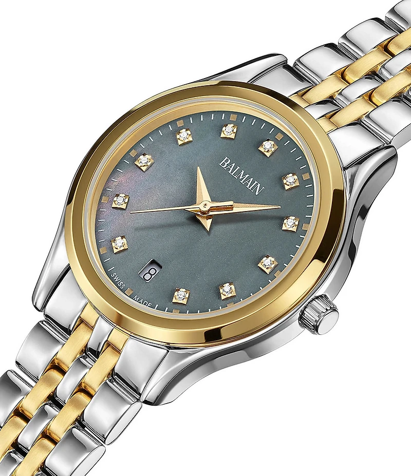 Balmain Paris Women's Quartz Analog Two Tone Mother-Of-Pearl Dial Stainless Steel Bracelet Watch