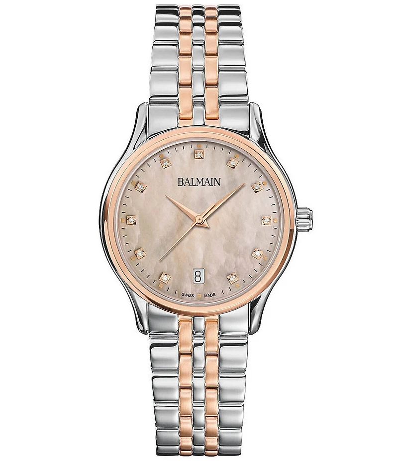 Balmain Paris Women's Quartz Analog Two Tone Mother-Of-Pearl Dial Stainless Steel Bracelet Watch