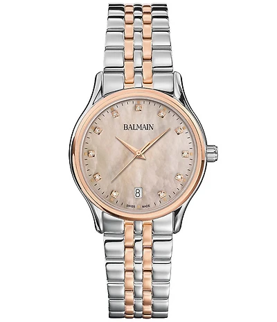 Balmain Paris Women's Quartz Analog Two Tone Mother-Of-Pearl Dial Stainless Steel Bracelet Watch