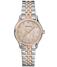 Balmain Paris Women's Quartz Analog Two Tone Mother-Of-Pearl Dial Stainless Steel Bracelet Watch