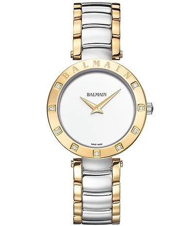 Balmain Women's Quartz Analog Two Tone Crystal Detail Bracelet Watch