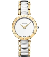 Balmain Women's Quartz Analog Two Tone Crystal Detail Bracelet Watch