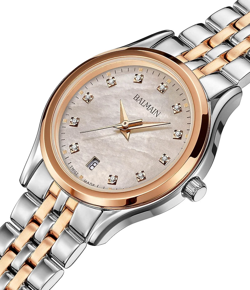 Balmain Paris Women's Quartz Analog Two Tone Mother-Of-Pearl Dial Stainless Steel Bracelet Watch