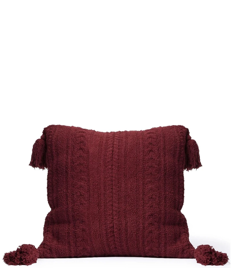 Barefoot Dreams CozyChic 20#double; Cable Knit Pattern Tassel Square Pillow