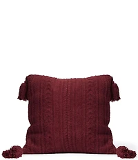 Barefoot Dreams CozyChic 20#double; Cable Knit Pattern Tassel Square Pillow