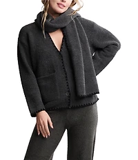 Barefoot Dreams CozyChic® Blanket Stitch Cardigan with Detachable Scarf