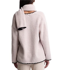 Barefoot Dreams CozyChic® Blanket Stitch Cardigan with Detachable Scarf