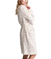 Barefoot Dreams CozyChic® Knit In the Wild Long Sleeve Leopard Print Short Robe