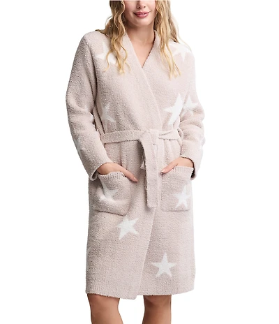 Barefoot Dreams CozyChic® Knit Starry Night Long Sleeve Belt Tie Short Robe