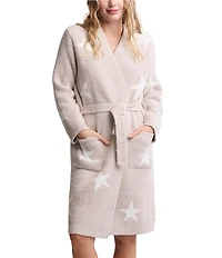 Barefoot Dreams CozyChic® Knit Starry Night Long Sleeve Belt Tie Short Robe