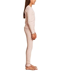 Barefoot Dreams CozyChic® Little/Big Girls 6-14 Valentine's Day Mini-Heart Rib-Knit Pajama Top & Matching Pajama Pant Set