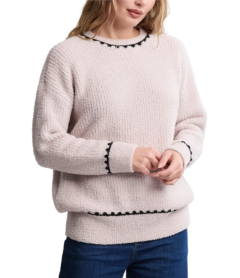 Barefoot Dreams CozyChic® Ribbed Sweater With Blanket Stitch