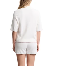 Barefoot Dreams CozyChic Ultra Lite Contrast Scallop Short Sleeve Shirt and Short Set