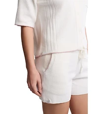 Barefoot Dreams CozyChic Ultra Lite Contrast Scallop Short Sleeve Shirt and Short Set