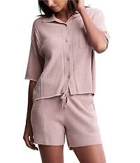 Barefoot Dreams CozyChic Ultra Lite Contrast Scallop Short Sleeve Shirt and Short Set