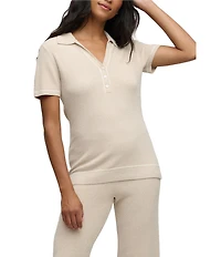 Barefoot Dreams CozyChic Ultra Lite® Contrast Stripe Ribbed Collar Henley Coordinating Lounge Top