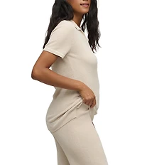 Barefoot Dreams CozyChic Ultra Lite® Contrast Stripe Ribbed Collar Henley Coordinating Lounge Top