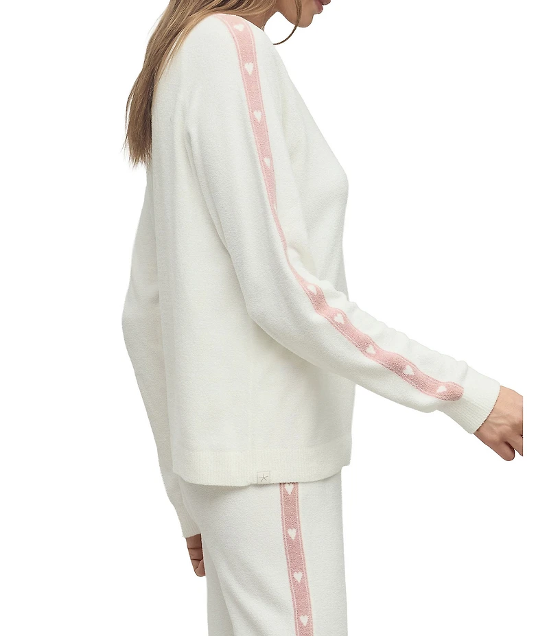 Barefoot Dreams CozyChic Ultra Lite® Knit Long Sleeve Crew Neck Heart Stripe Coordinating Pullover