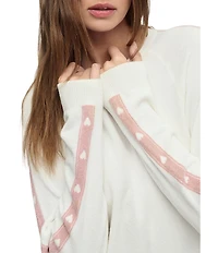 Barefoot Dreams CozyChic Ultra Lite® Knit Long Sleeve Crew Neck Heart Stripe Coordinating Pullover