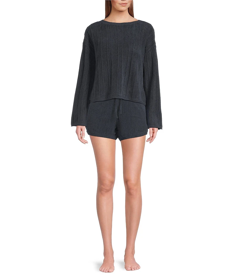 Barefoot Dreams CozyChic Ultra Lite® Knit Long Sleeve Rope Stripe Boatneck Pullover