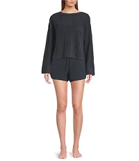 Barefoot Dreams CozyChic Ultra Lite® Knit Long Sleeve Rope Stripe Boatneck Pullover