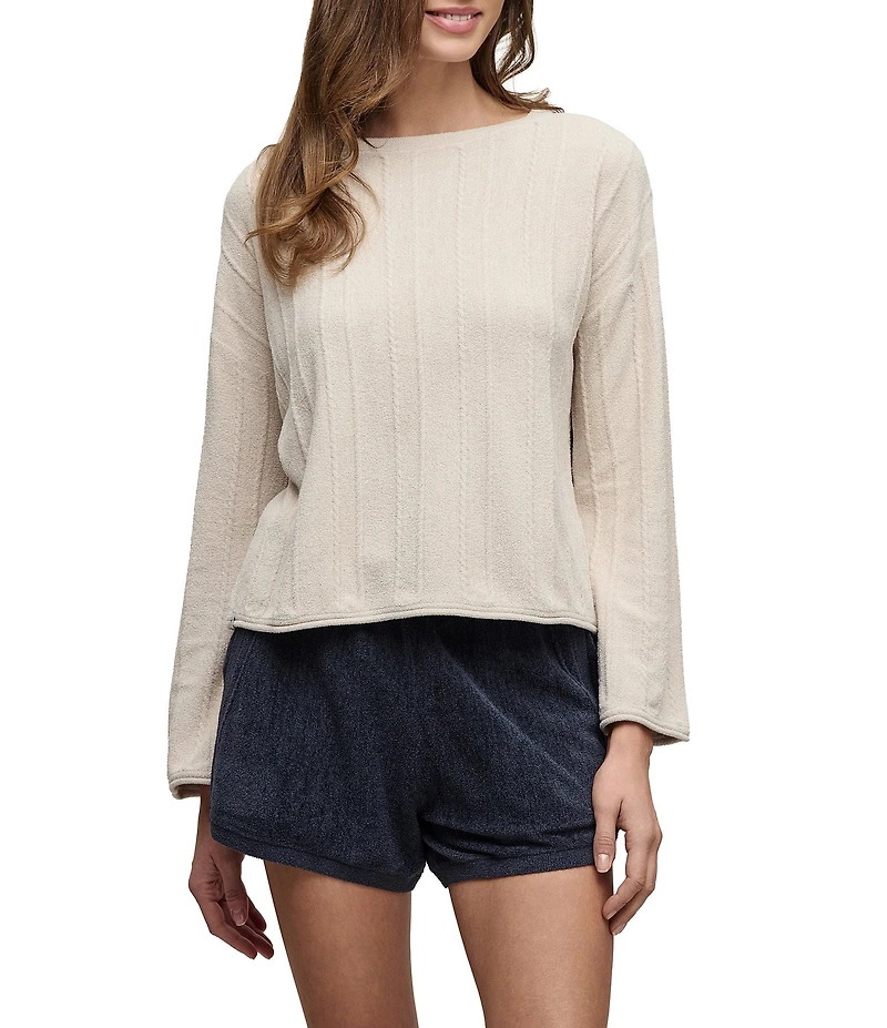 Barefoot Dreams CozyChic Ultra Lite® Knit Long Sleeve Rope Stripe Boatneck Pullover